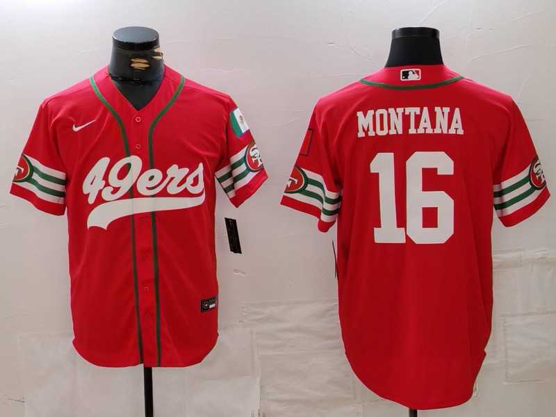 Men%27s San Francisco 49ers #16 Joe Montana Red Mexico Cool Base Stitched Baseball Jersey->san francisco 49ers->NFL Jersey